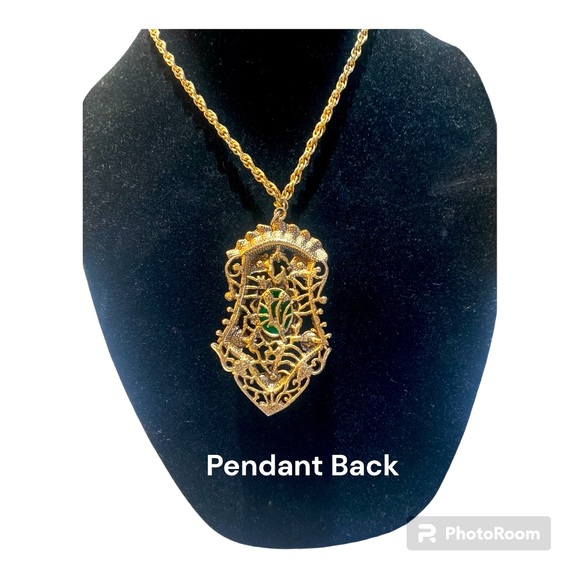 Rare 50's SELRO Selini Victorian Revival Large Pendant Necklace Renaissance - Picture 3 of 4